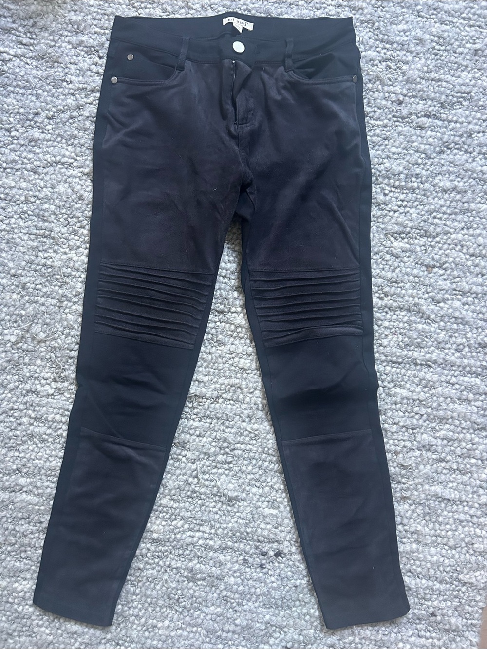 miami Black Skinny Moto Ribbed Knee Jeans